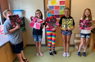 Olivia Bonlander's art camp students