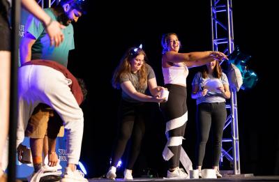 Students play games at Blue Rah.