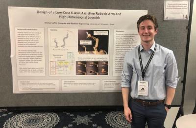 Michael Laffin presenting his research at the Design of Medical Devices Conference