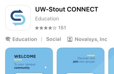App store advertisement displaying the UW-Stout CONNECT App logo to download from the app store.