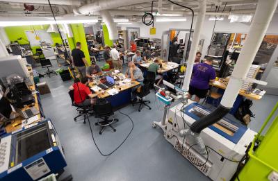 UW-Stout Fab Lab filled with equipment and tables
