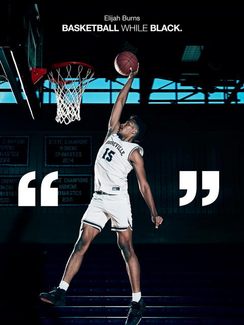 Elijah Burns, high school basketball player, is featured in “Basketball While Black” at the While Black Project. 