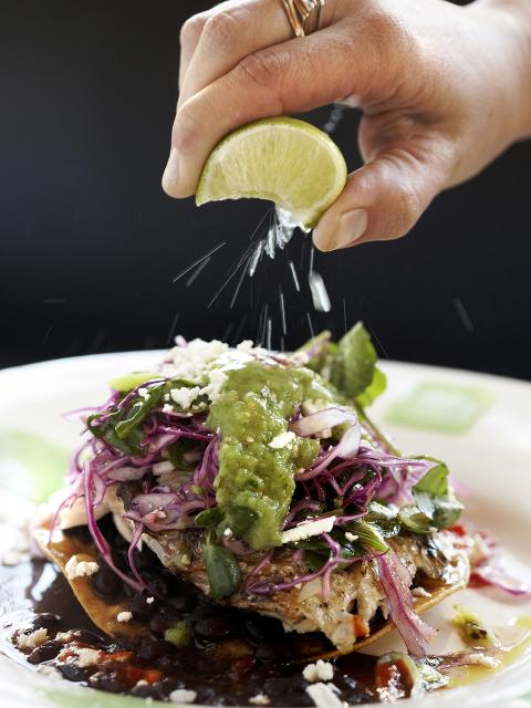 The popular seafood tostada at Mustards Grill changes daily, depending on the freshest available ingredients. / Photo courtesy of Mustards Grill