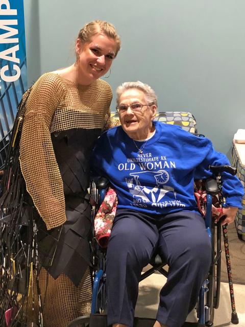 Jackie Miller and her grandma Carol at Fashion Without Fabric, 2018.