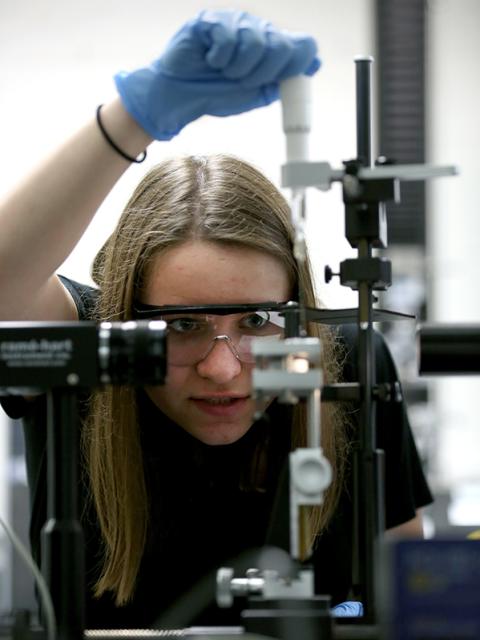 A student works in lab.
